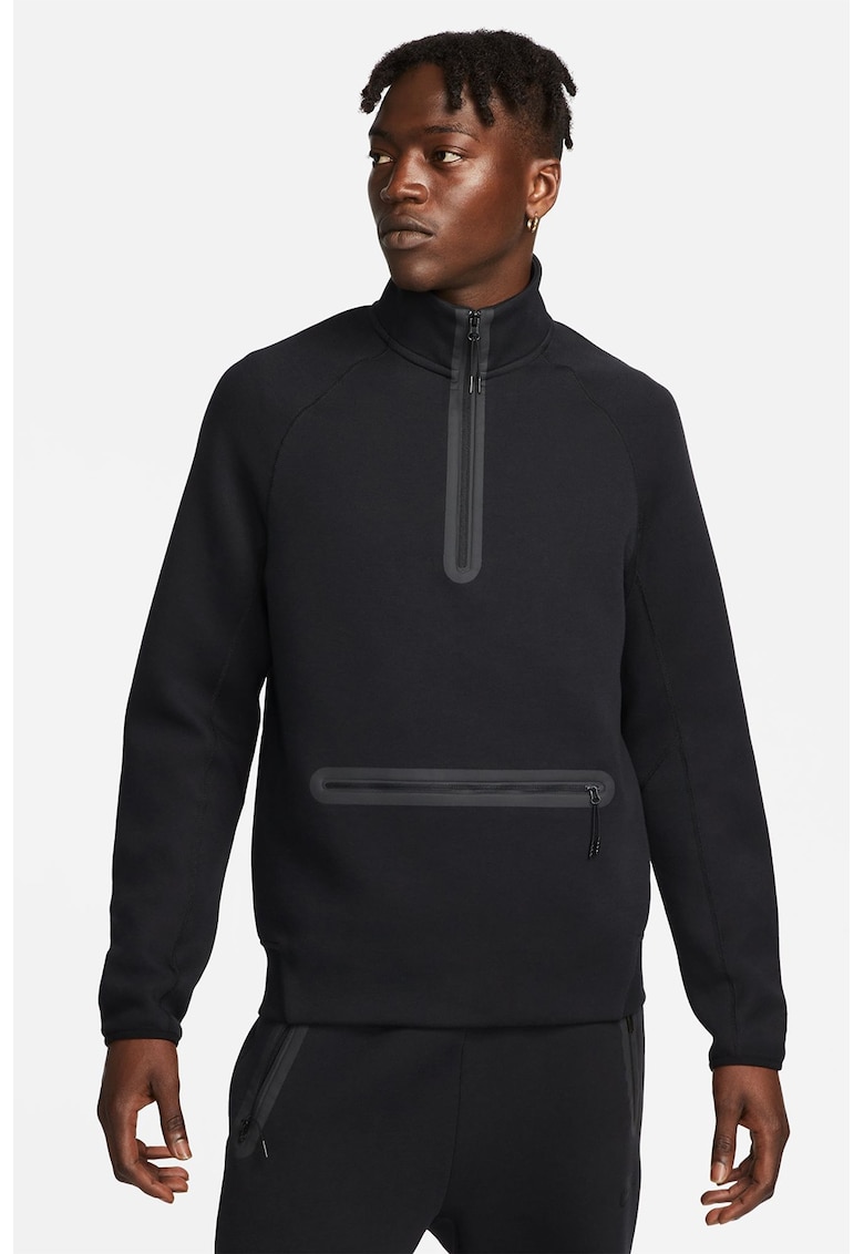Bluza de trening cu fenta cu fermoar Tech - Negru