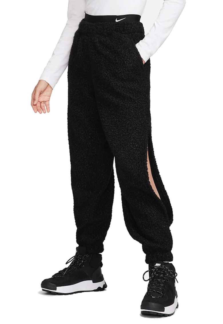 Pantaloni de trening cu model uni si talie inalta