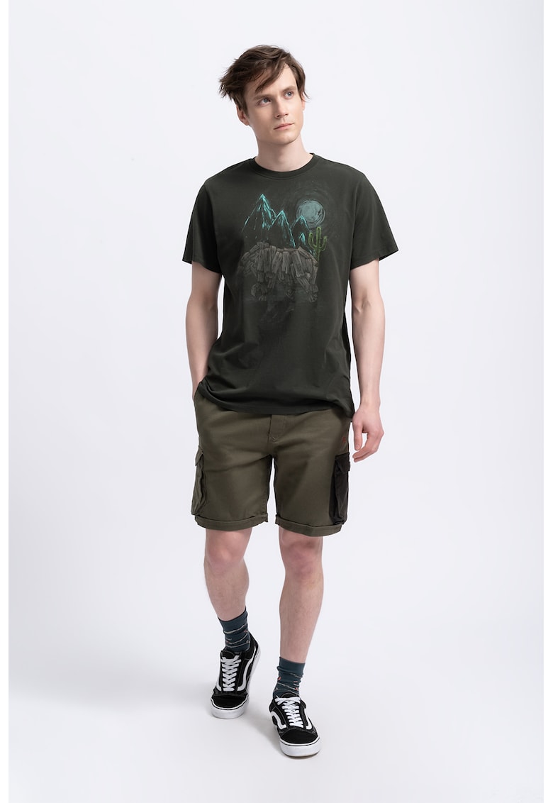 Tricou unisex cu imprimeu grafic - Verde/Negru stins/Gri antracit