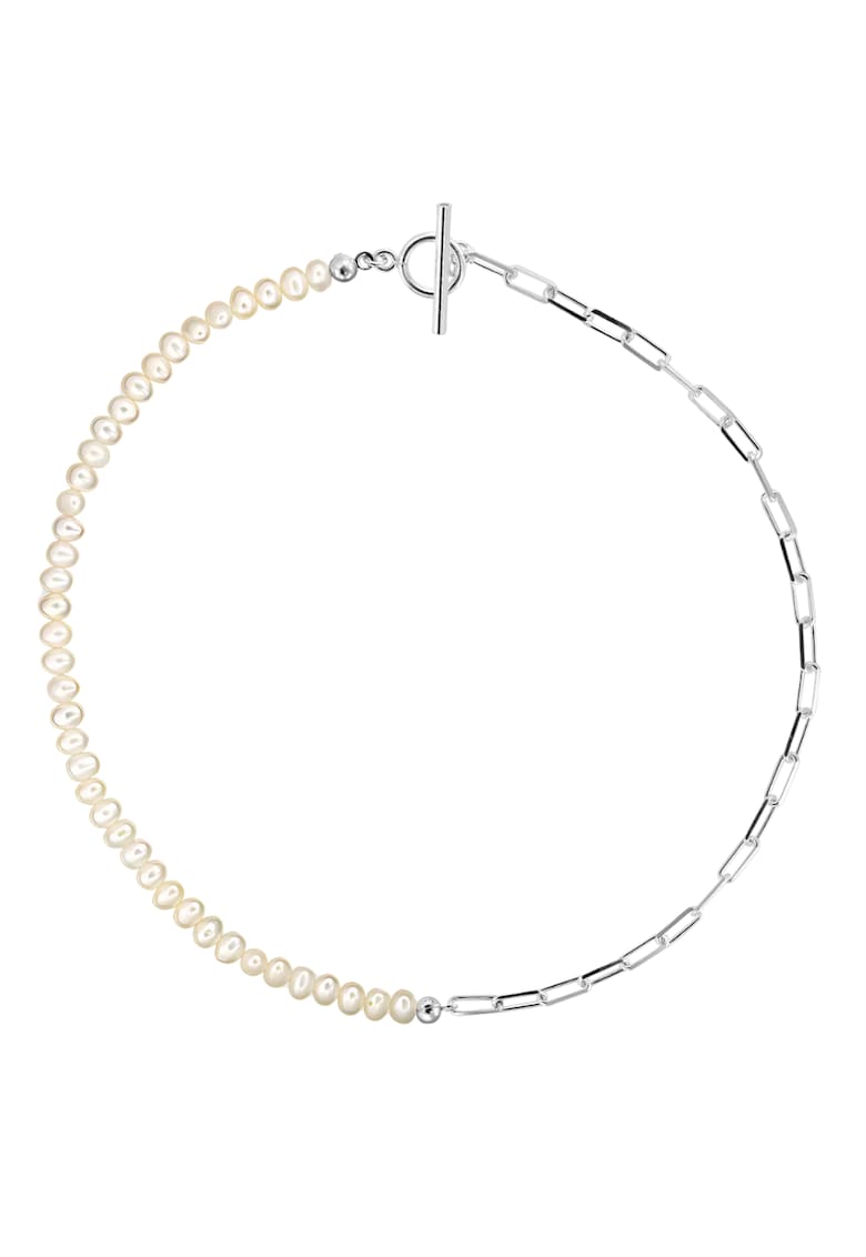 Colier ag.925 cu perle de cultura albe rotunde 6mm - inchizatoare toggle S