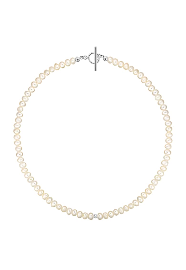Colier ag.925 cu perle de cultura albe rotunde 6mm - inchizatoare toggle S