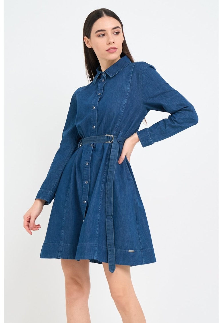 Rochie dama din denim cu buzunare - Albastru