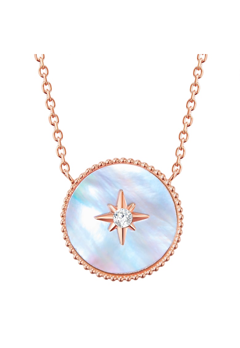 Colier placat cu aur de 18K si decorat cu cristal si Mother of Pearl