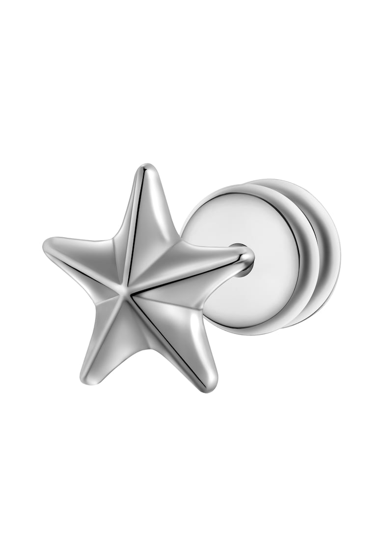 Cercel din otel inoxidabil in forma de stea - Argintiu