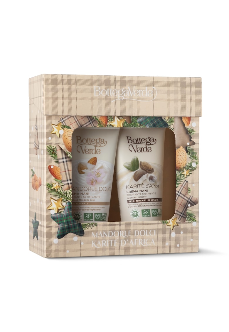 Set Cadou Femei Hidratare Maini - cu Arome Delicate de Unt de Shea si Migdale Dulci - Karite -  Hidrateaza Intensiv si Catifeleaza Mainile - Ideal pentru Ingrijire Zilnica - Formula Delicata pentru Pielea Normala - 2 x 75 ml