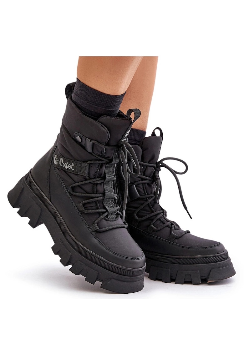 Cizme dama Lee Cooper - impermeabile - cu fermoar - negru - textil