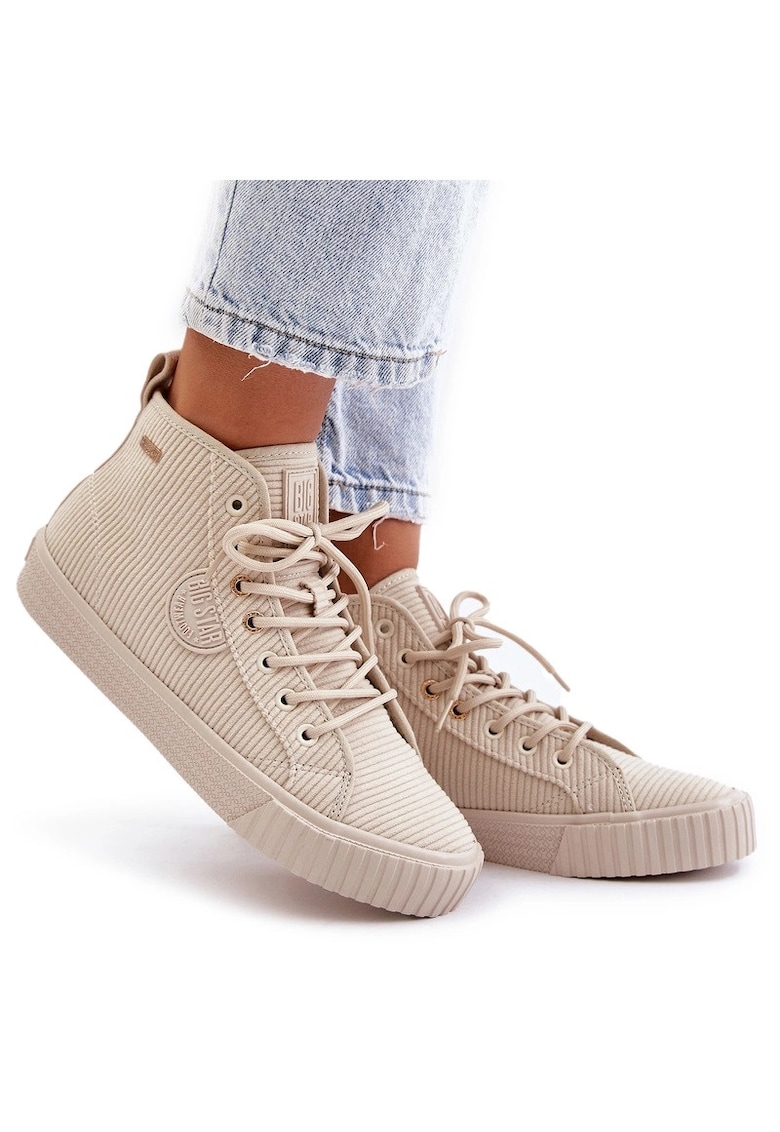 Tenisi dama Big Star - bej - material textil - talpa cauciuc - izolati cu blana de miel - insertie HI-POLY SYSTEM Tenisi dama Big Star - bej - material textil - talpa cauciuc - izolati cu blana de miel - insertie HI-POLY SYSTEM