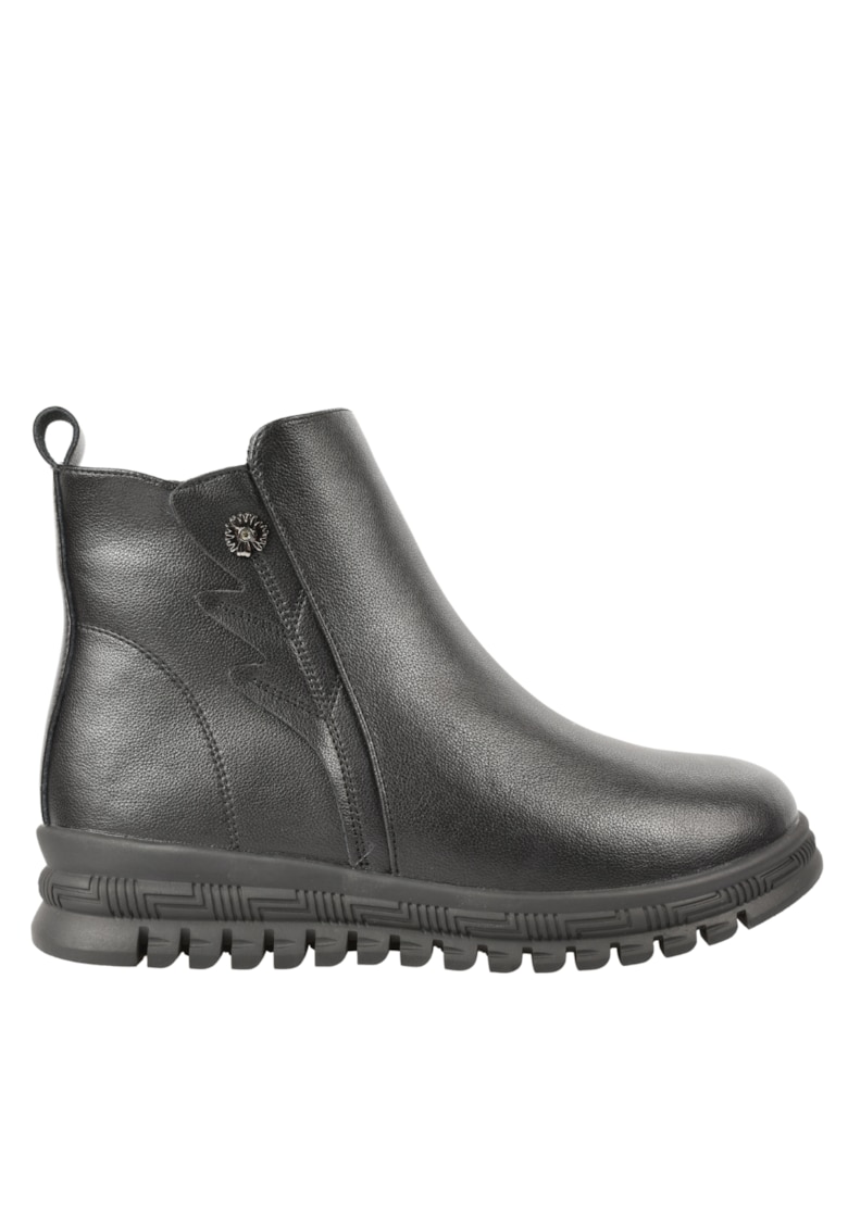 Ghete casual - dama - J850013A - negru - piele naturala