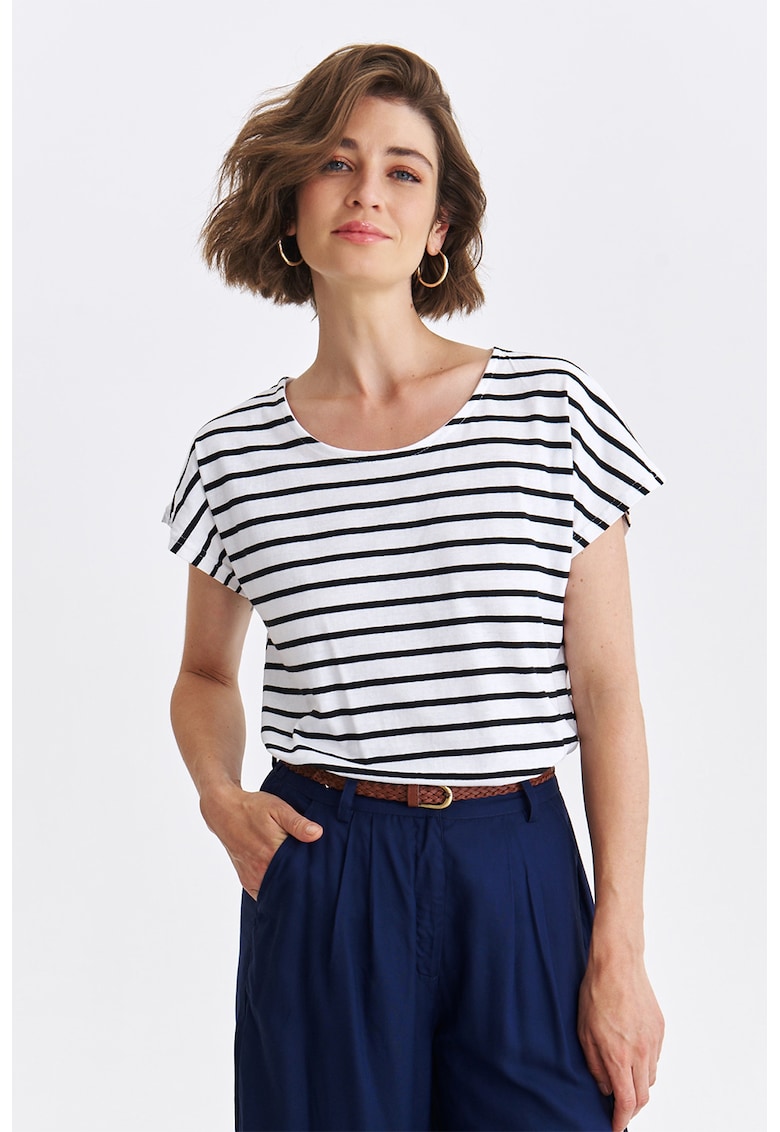 Tricou din bumbac cu model in dungi