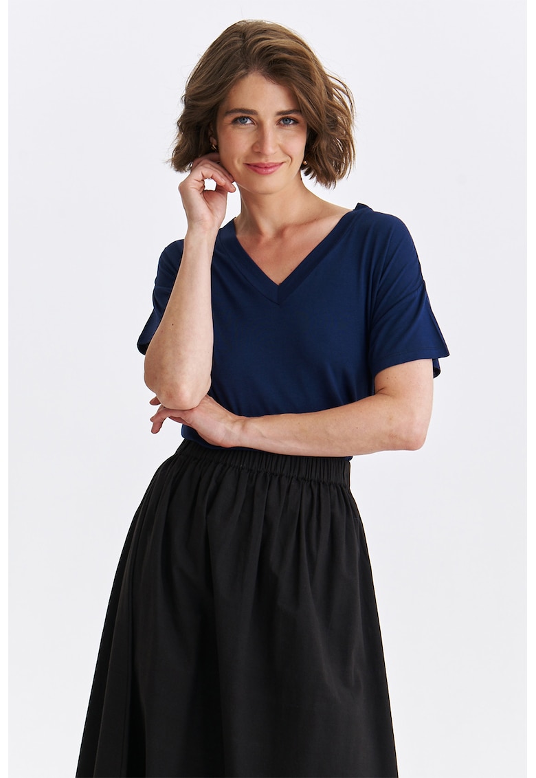 Tricou cu decolteu in V - Bleumarin