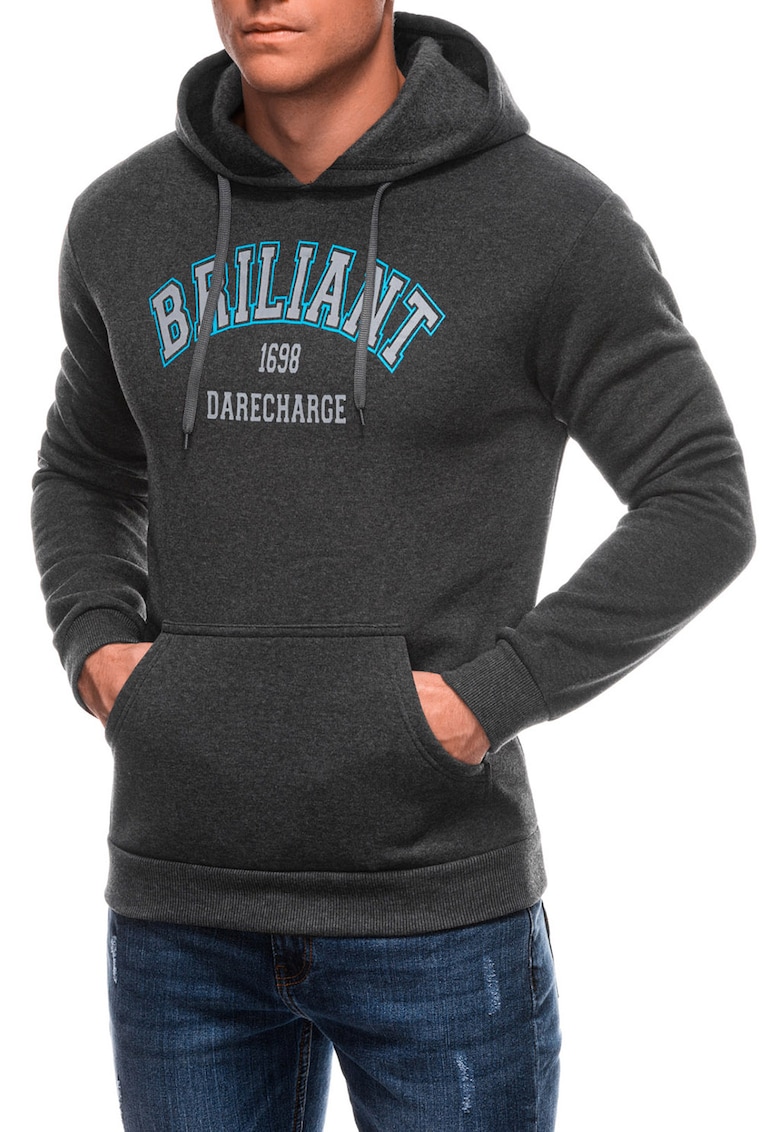 Hanorac cu imprimeu text - Albastru deschis/Gri inchis