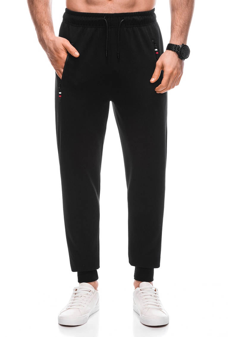 Pantaloni de trening din amestec de bumbac cu snur