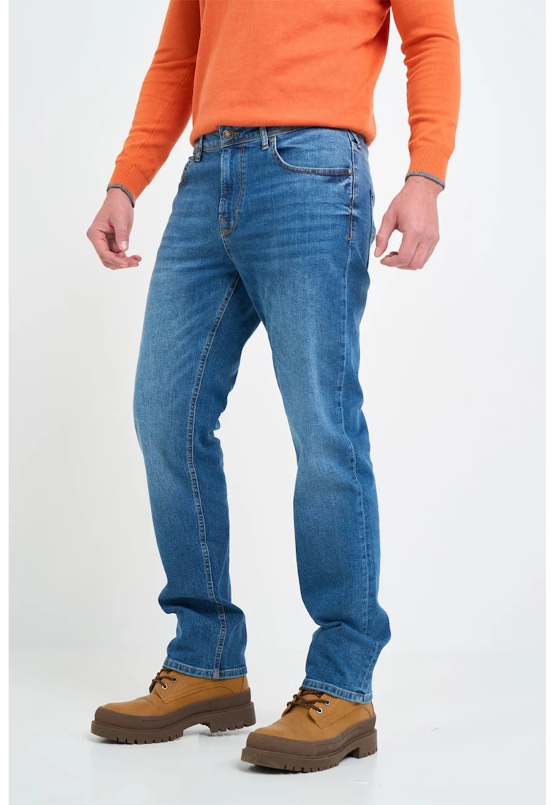 Blugi regular fit cu aspect decolorat