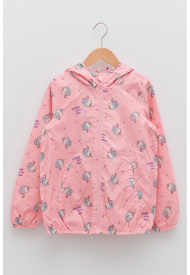 Jacheta cu fermoar si imprimeu unicorn