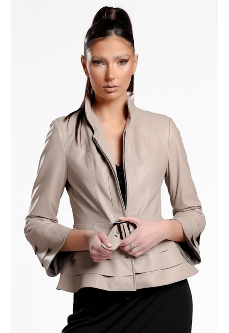 Geaca de Dama din Piele de Miel - Model Donata - Bej