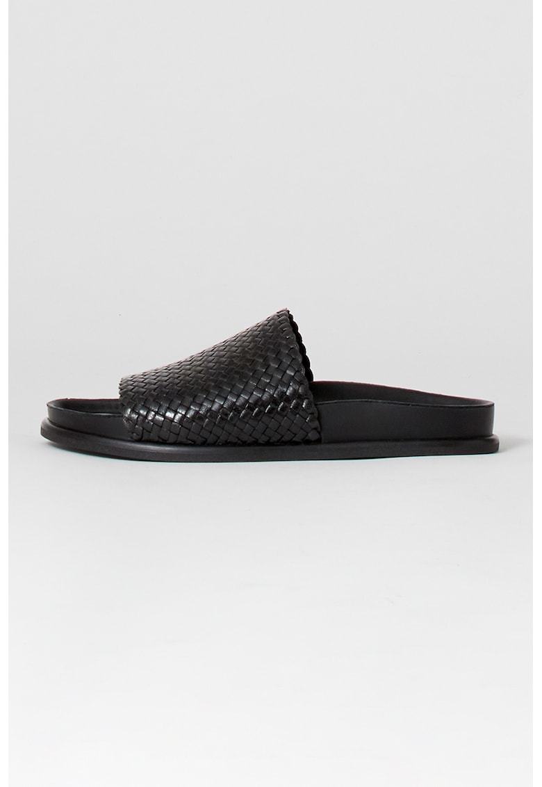 Papuci din piele cu aspect impletit