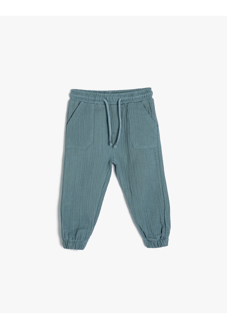 Pantaloni cu snur si aspect texturat