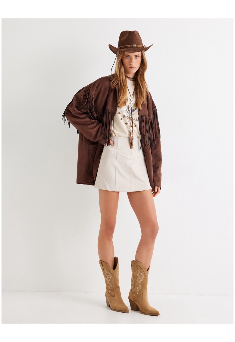 Fusta mini de piele intoarsa ecologica