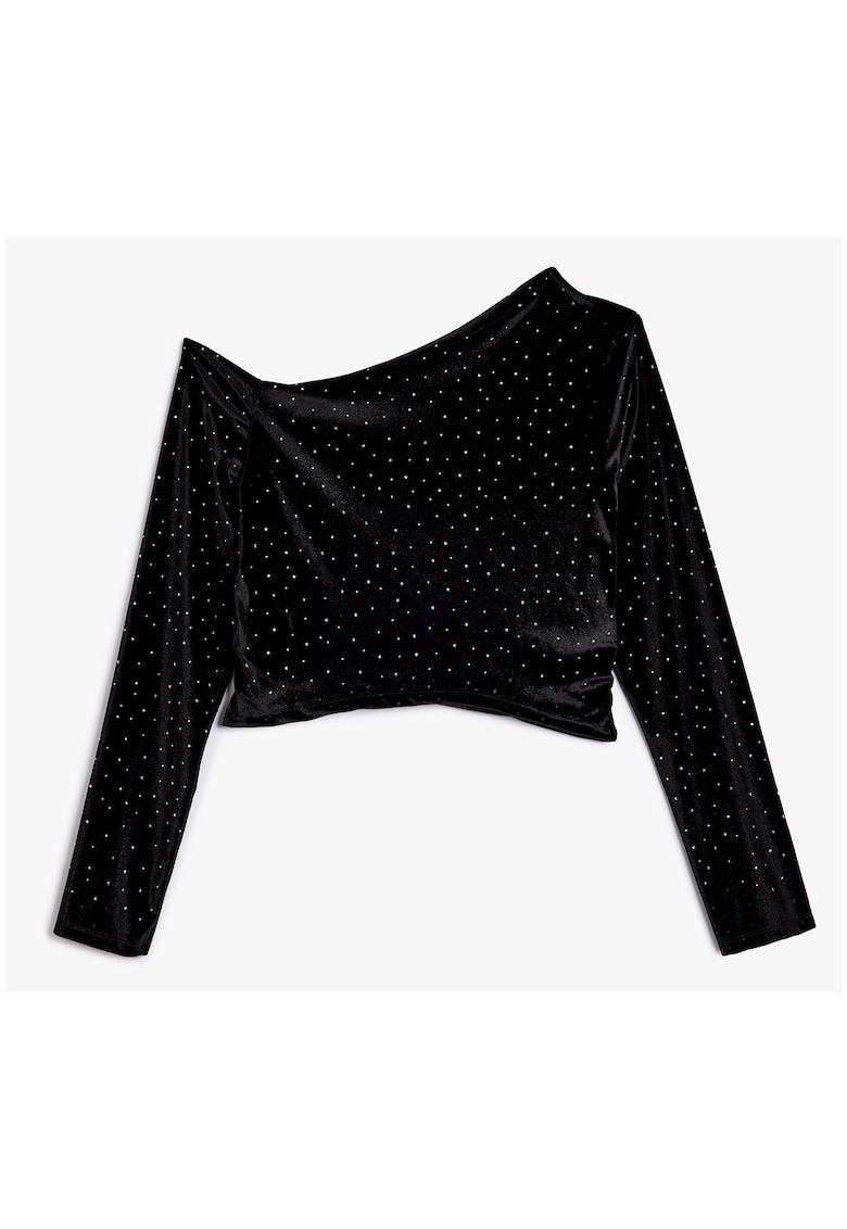 Bluza stralucitoare cu decolteu pe un umar