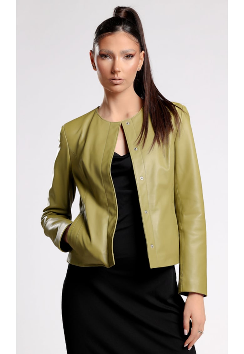 Geaca de Dama din Piele de Miel - Model Irene - Verde