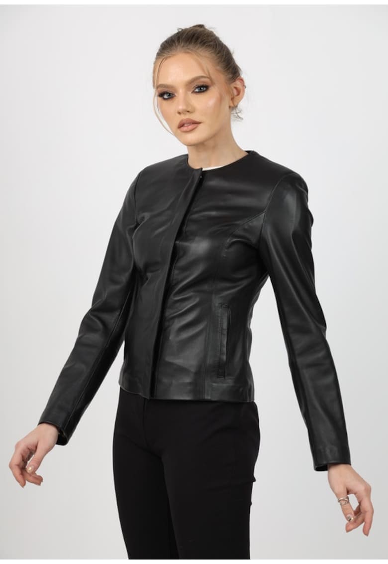 Geaca de Dama din Piele de Miel - Model Irene - Negru