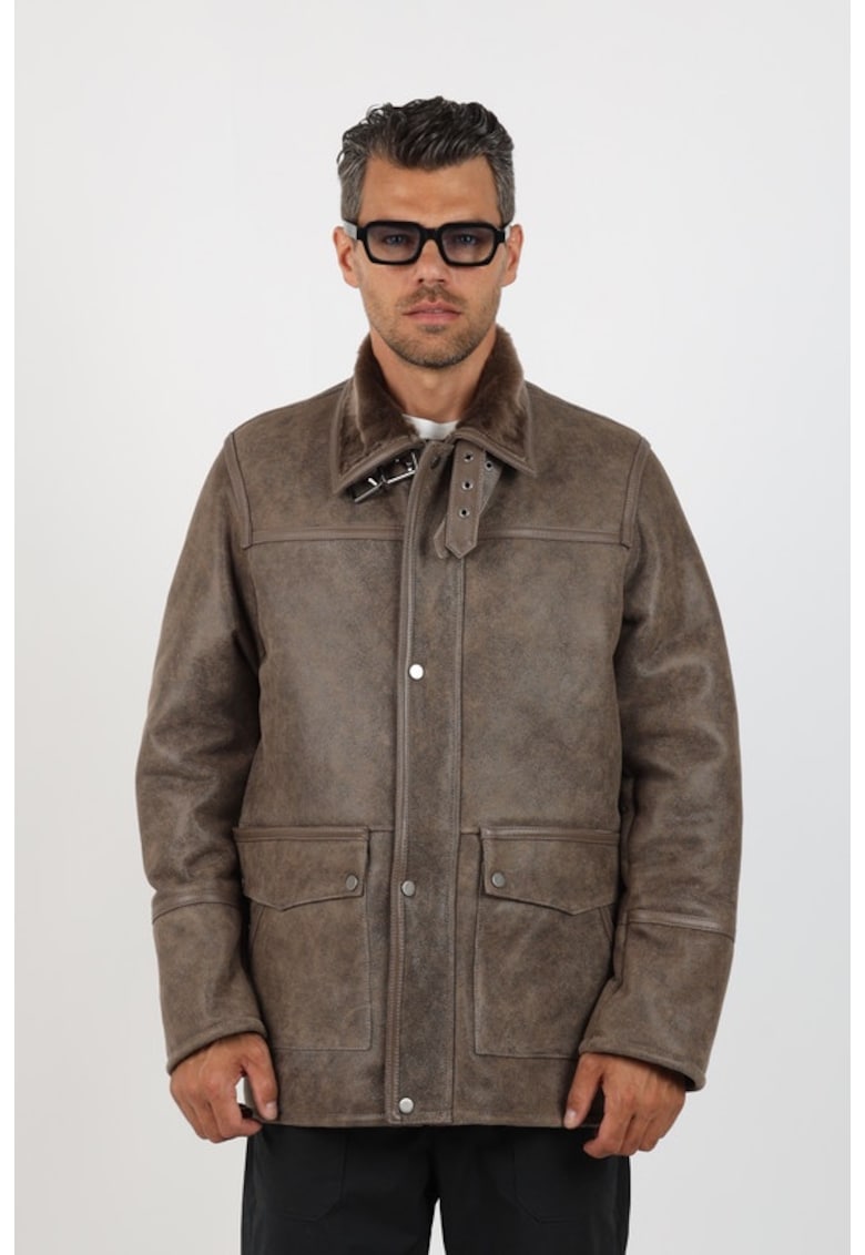 Cojoc de Barbati din Blana de Miel - Model Bruno - Maro nisip