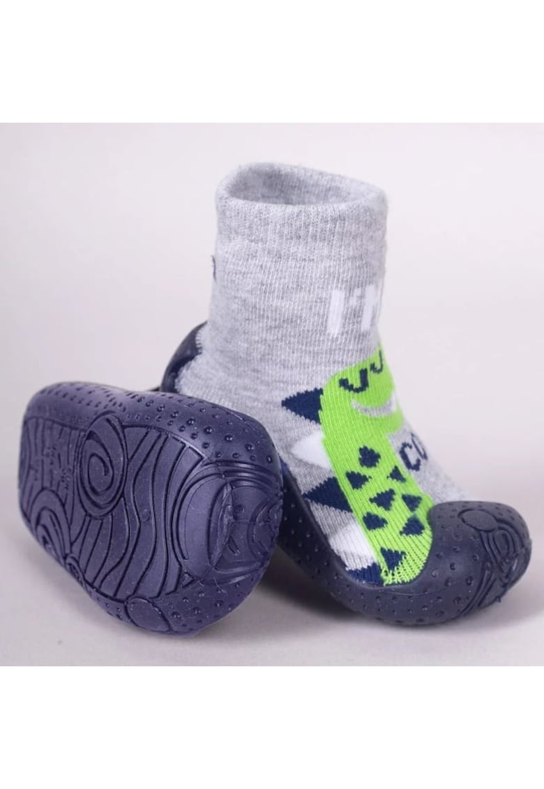 Botosi De Casa Cu Talpa Antiderapanta - Model Dinozaur - Textil - Baieti