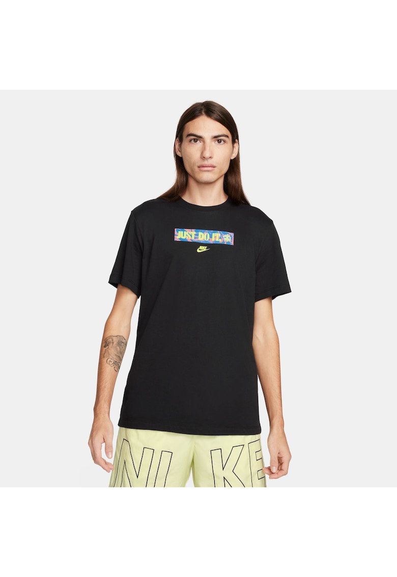Tricou de bumbac cu logo - Negru