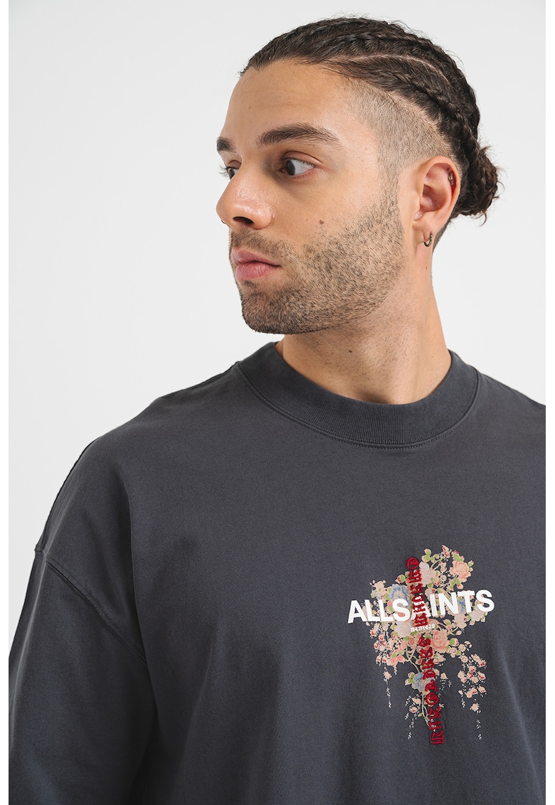 Tricou lejer din bumbac cu decolteu la baza gatului