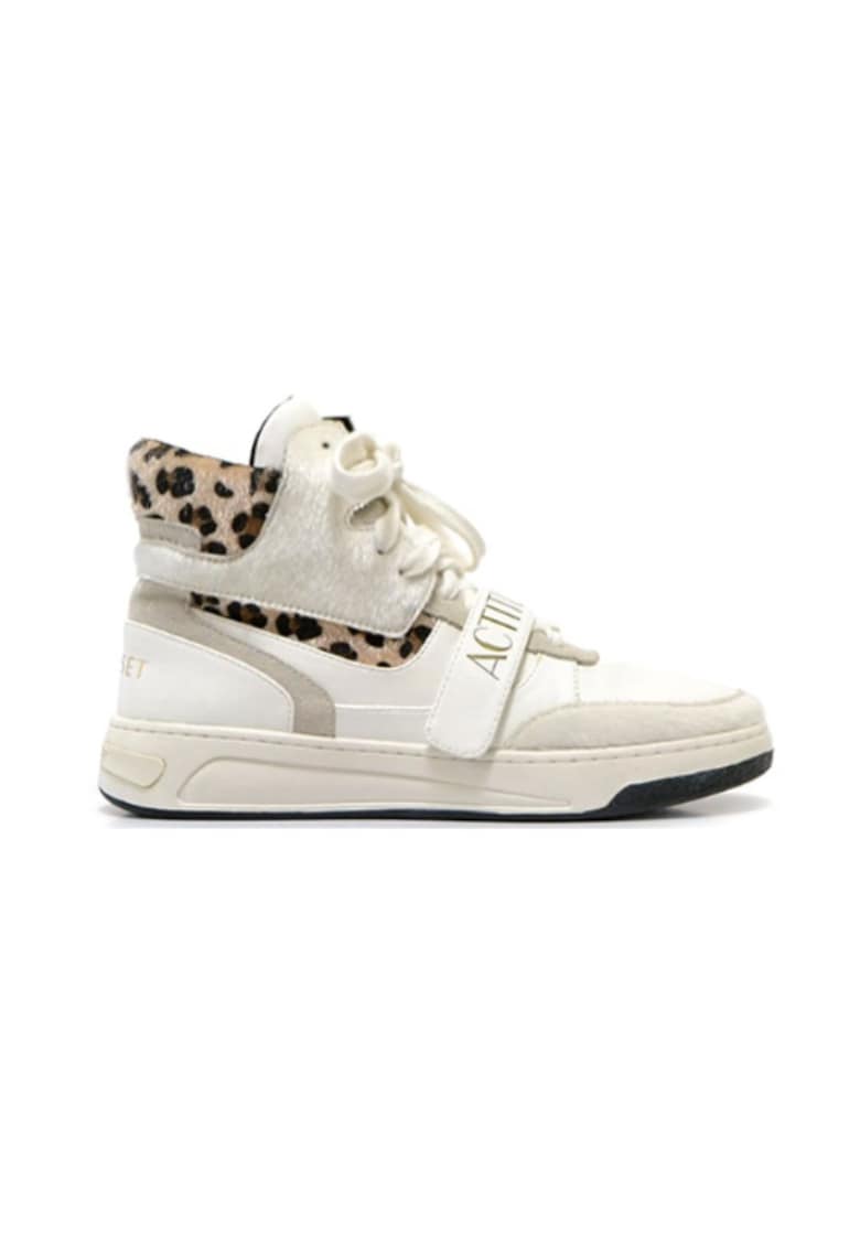 Tenisi dama - piele naturala - alb - inaltime mare - talpa cauciuc -