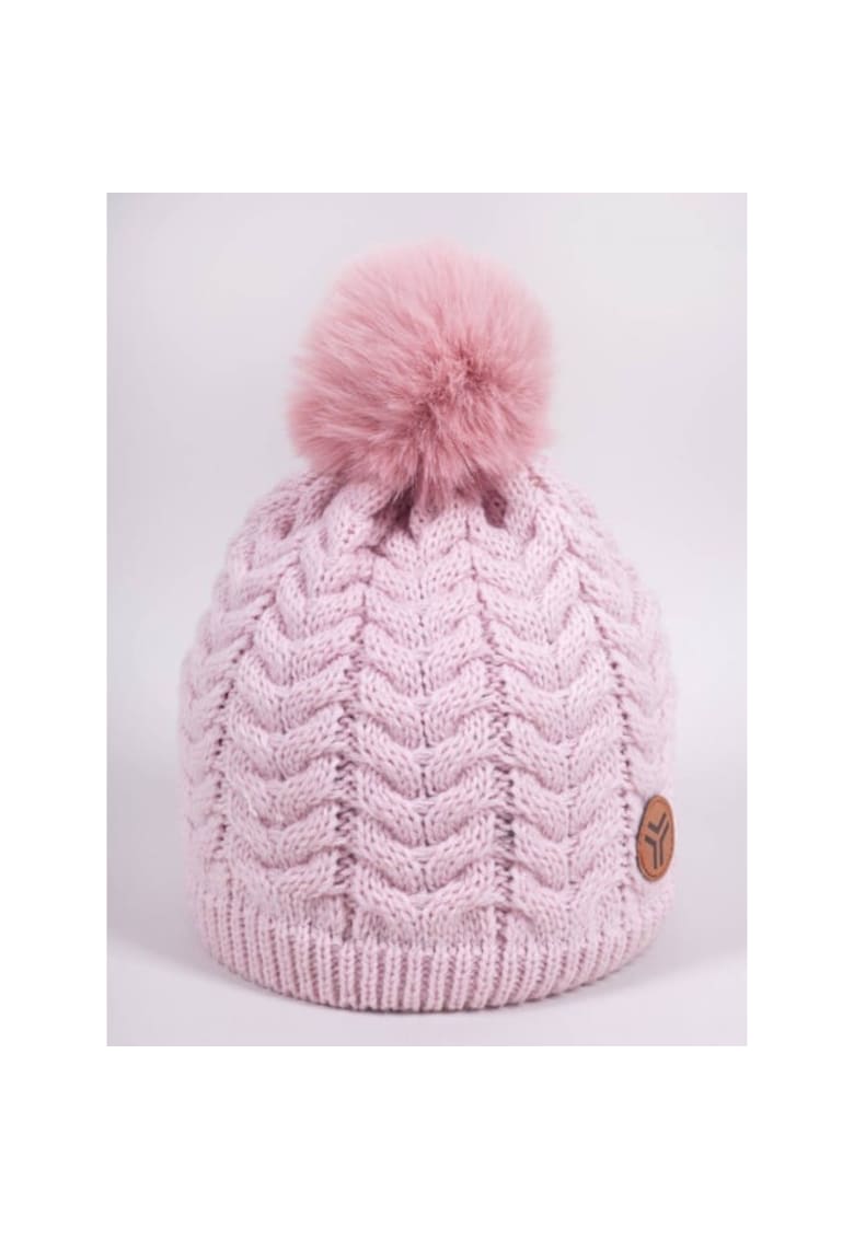 Fes De Iarna Pentru Fetite Cu Pompon si Logo - Roz - Roz - Uni - Bumbac - Acril - Fete - Roz