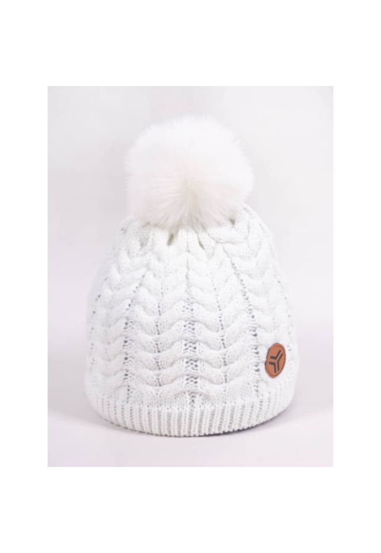 Fes De Iarna - Cu Pompon si Logo - Uni - Baieti - Fete - Alb