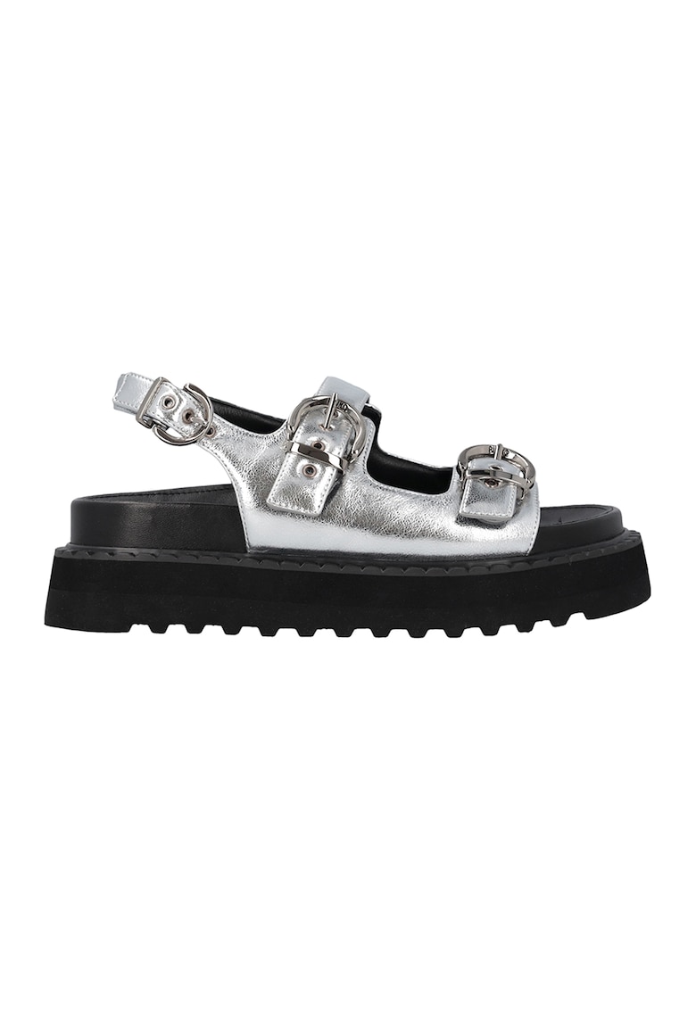 Sandale flatform de piele