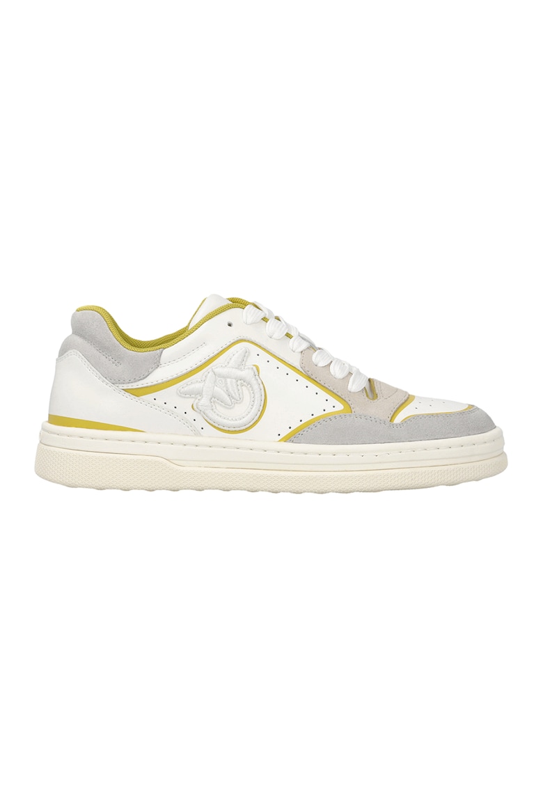 Pantofi sport cu insertii de piele si piele intoarsa