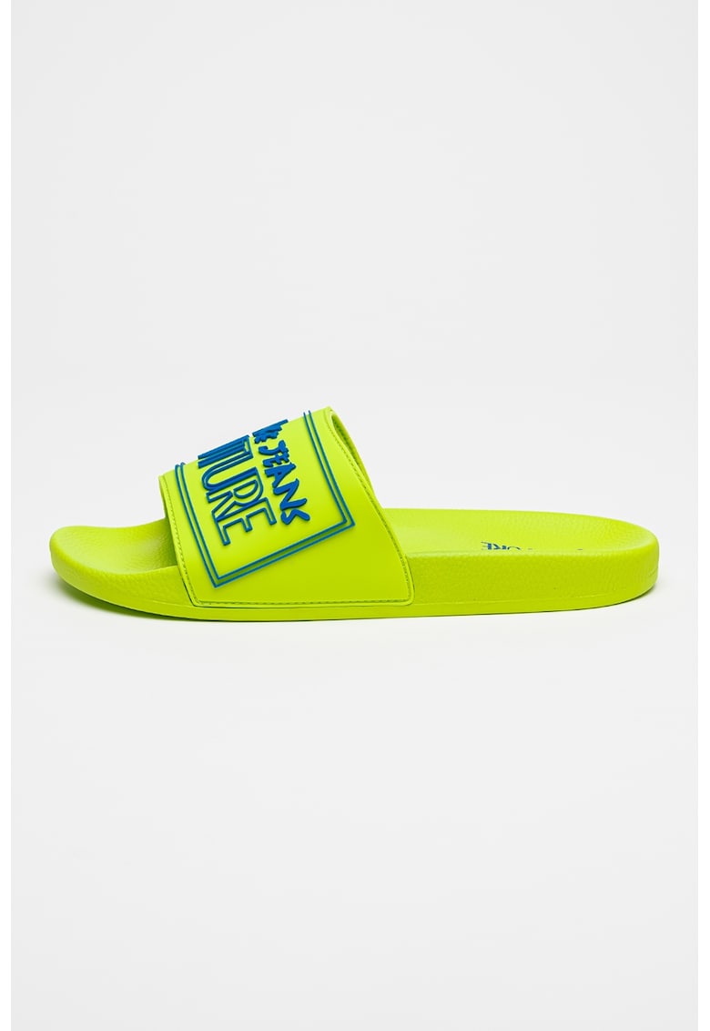 Papuci cu logo in relief - Verde lime/Albastru deschis