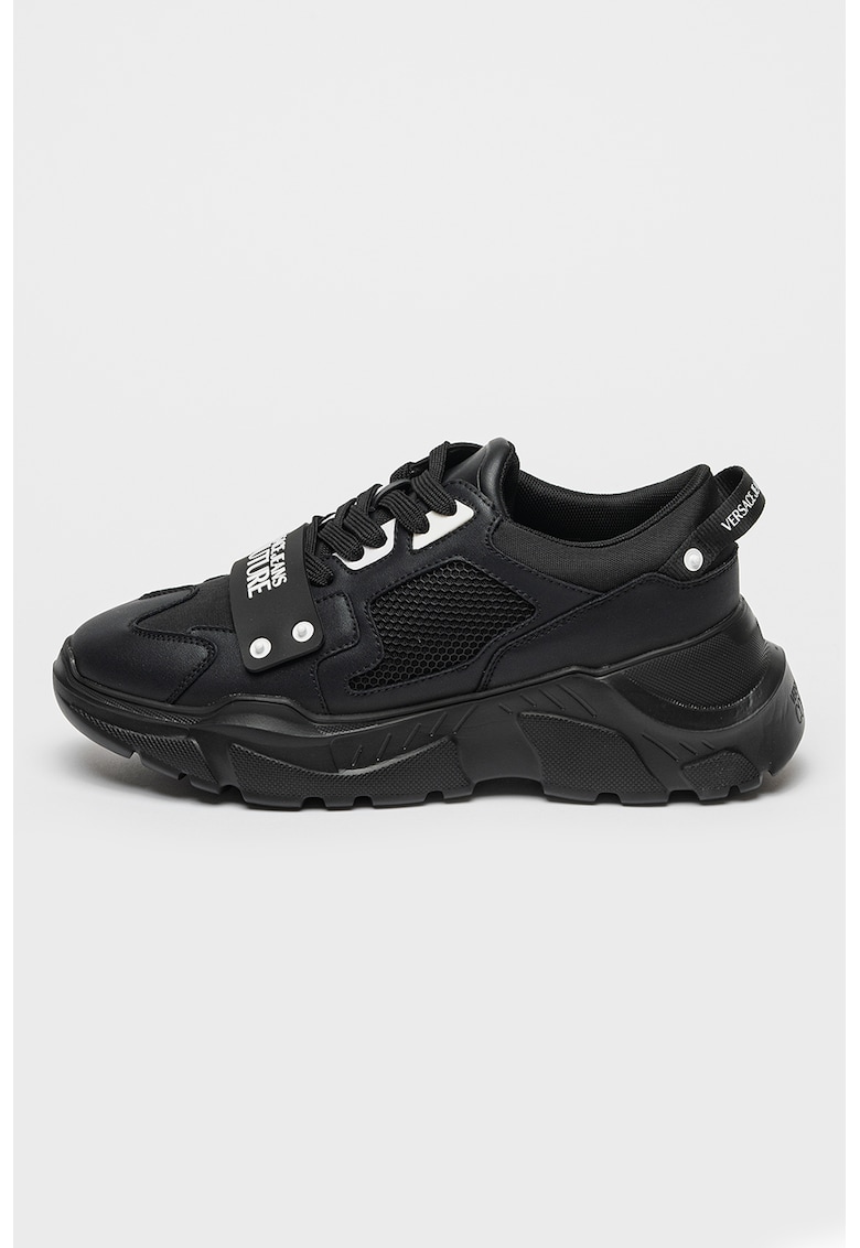 Pantofi sport de piele cu logo - Alb/Negru