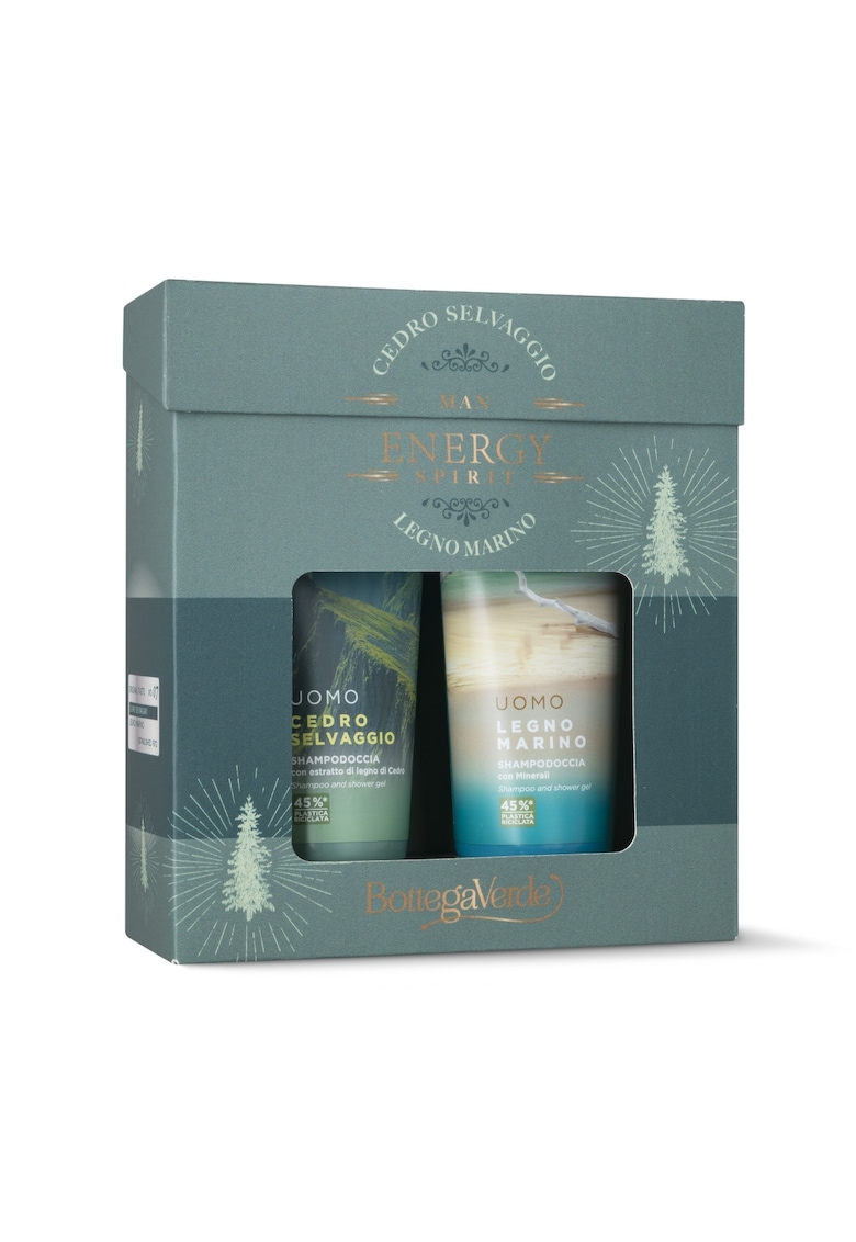 Set Cadou Barbati - Gel de Dus 2 in 1 - Cu Arome Lemnoase - Cedro Selvaggio - Curatare si Hidratare Corp - Hidrateaza - Curata si Revitalizeaza Pielea - Ideal pentru Ingrijire Zilnica - 2 x 200 ml