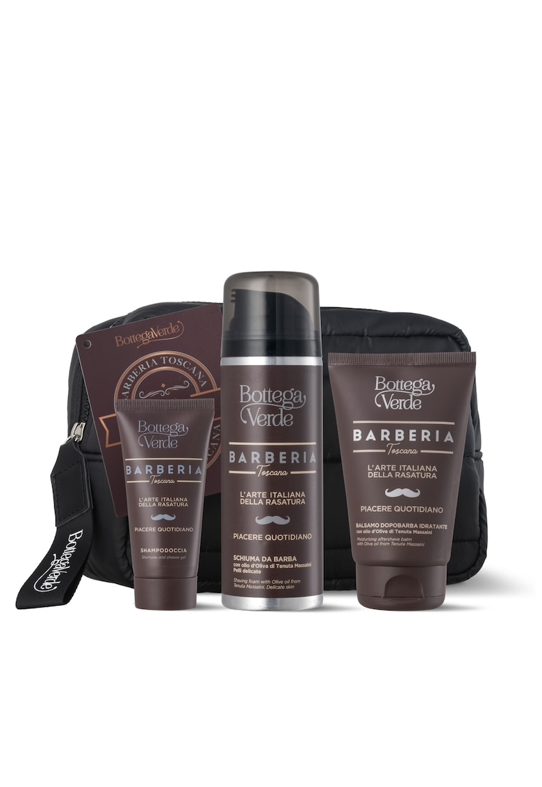 Set cadou ingrijire delicata - cu ulei de masline - Barberia Toscana - 200 ML - 50 ML - 75 ML -