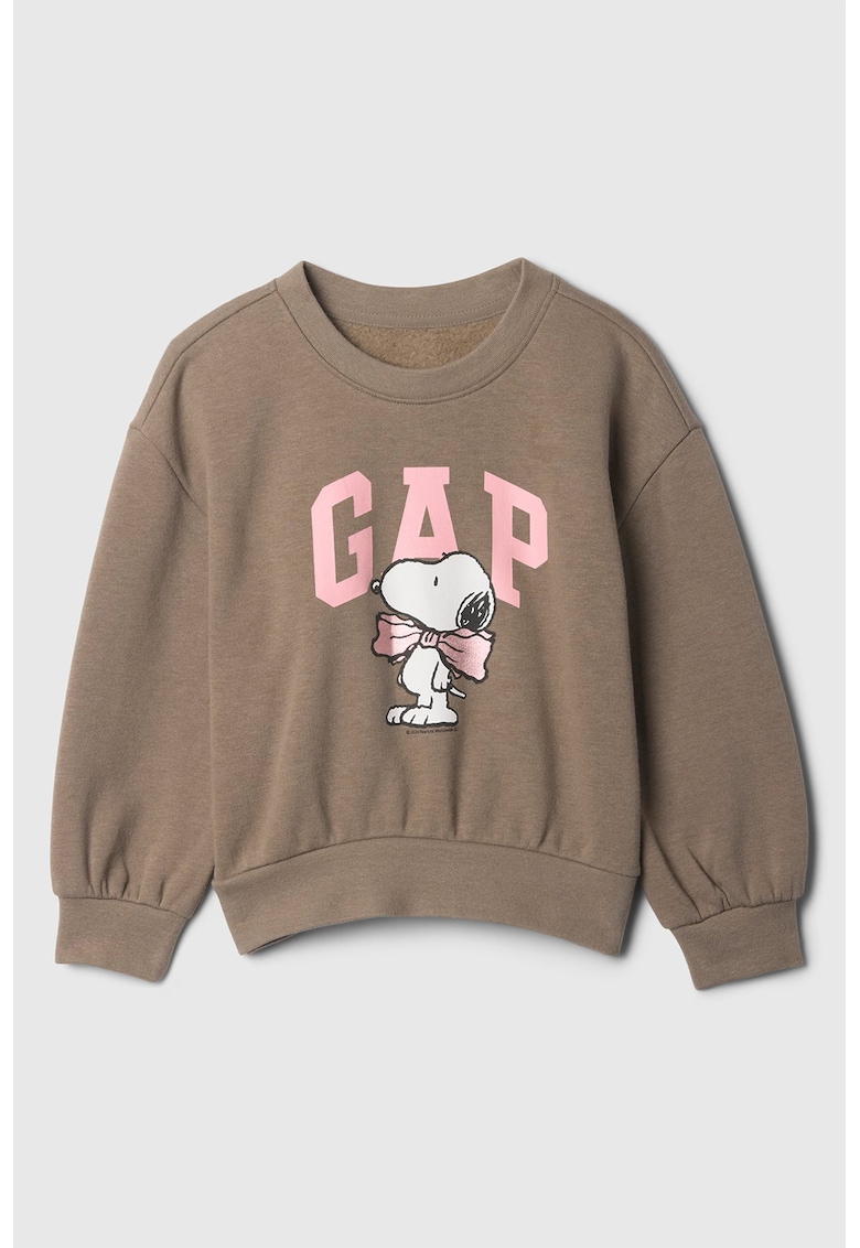 Bluza de trening cu logo si decolteu la baza gatului Snoopy