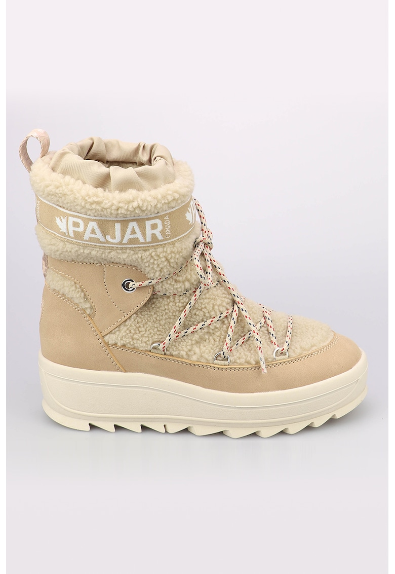 Ghete apres ski din piele nabuc ecologica si material textil Galaxy