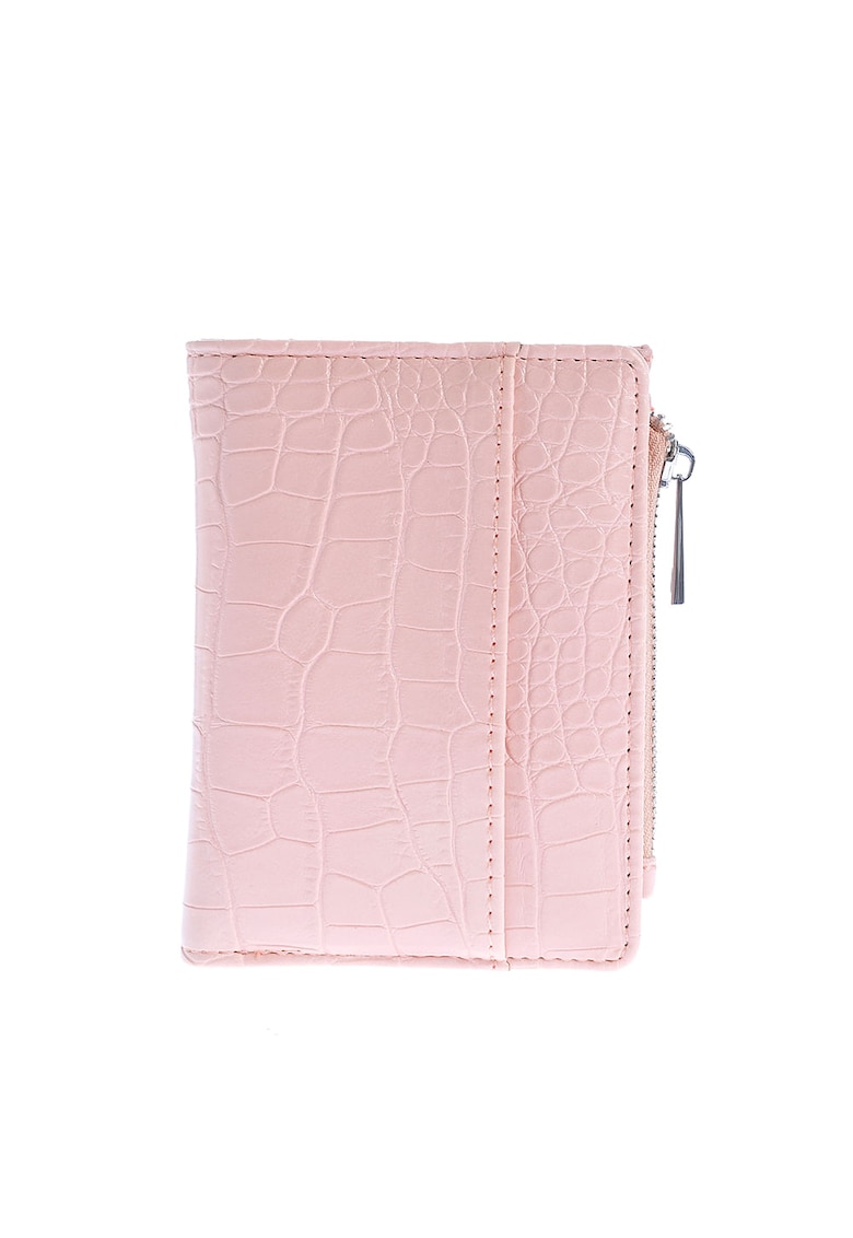 Portofel roz cu aspect piele de sarpe