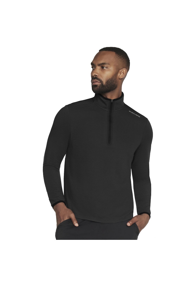 Skechers Hanorac pentru barbati - Skech-Knits Burst 1/4 Zip LT130-BLK - Negru - Negru