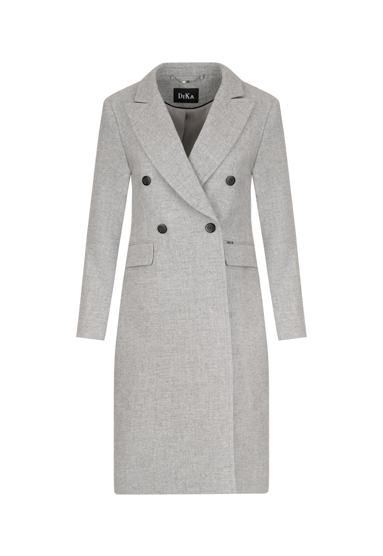 Palton din amestec de lana virgina cu revere decupate