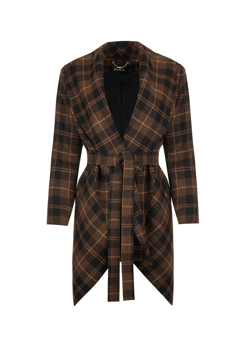 Palton asimetric cu model cu carouri