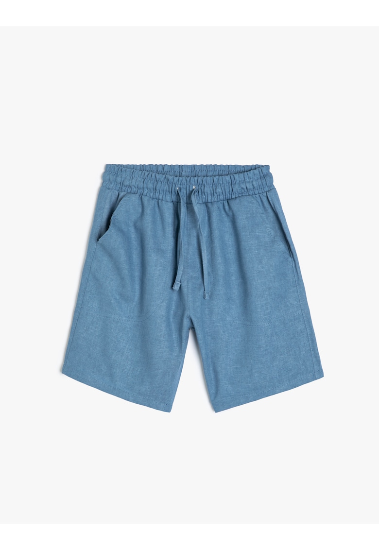 Pantaloi scurti din amestec de in - Albastru inchis -