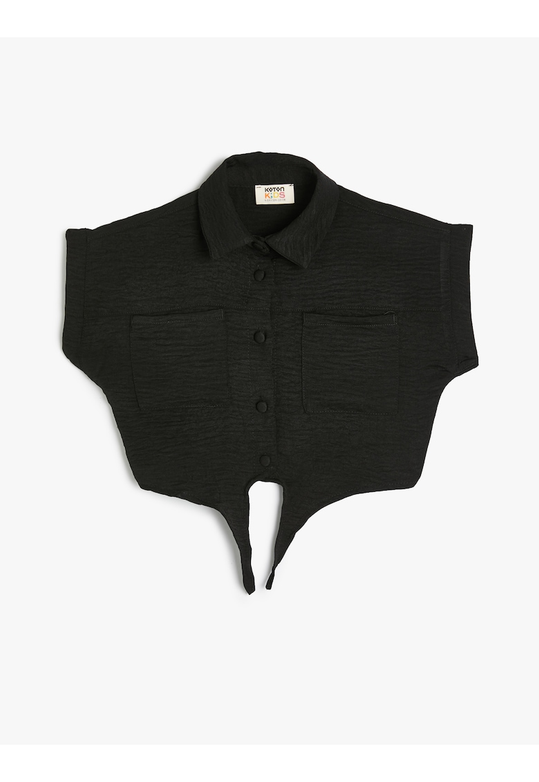 Camasa crop cu buzunare aplicate