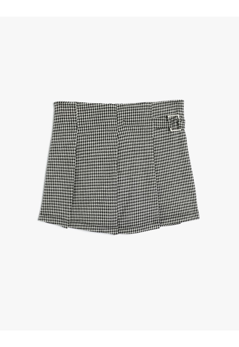 Fusta-pantalon cu model houndstooth si pliuri