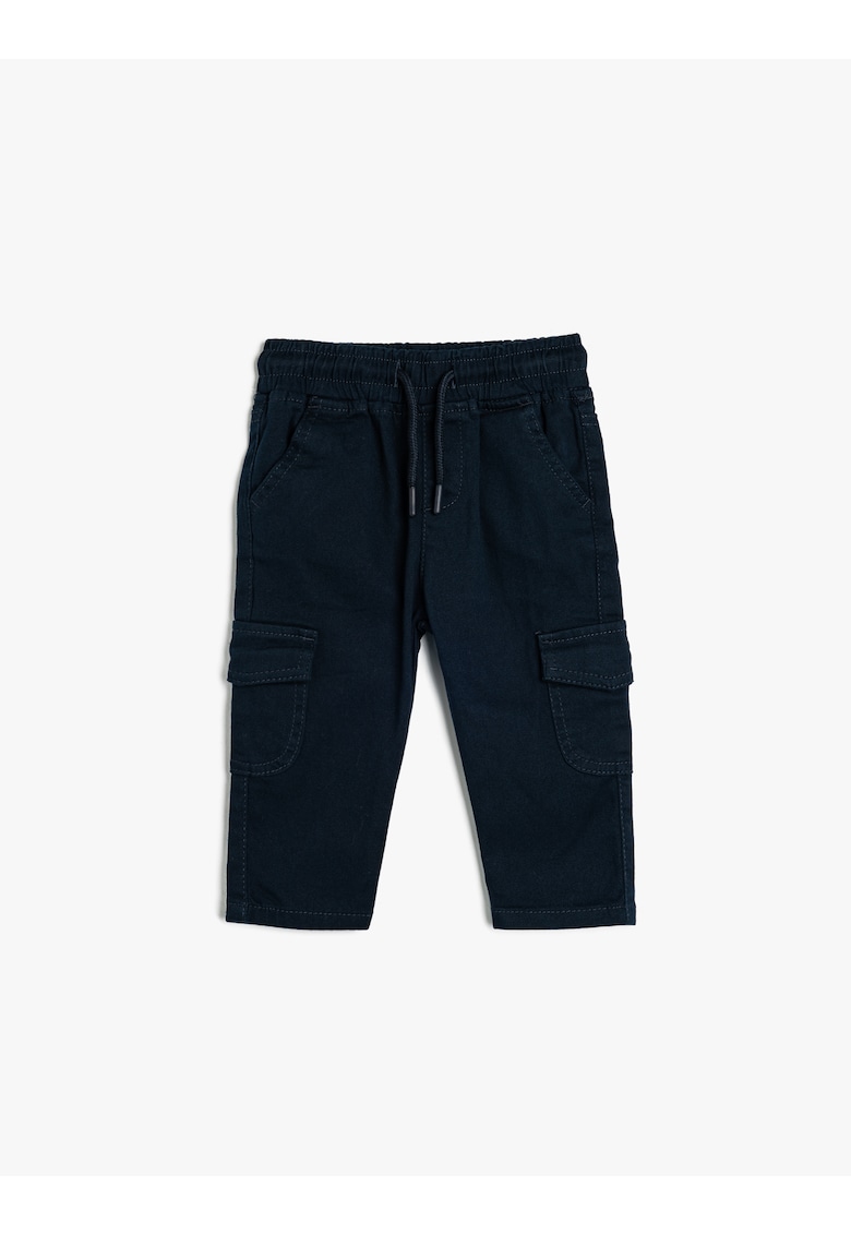 Blugi cargo cu banda elastica in talie