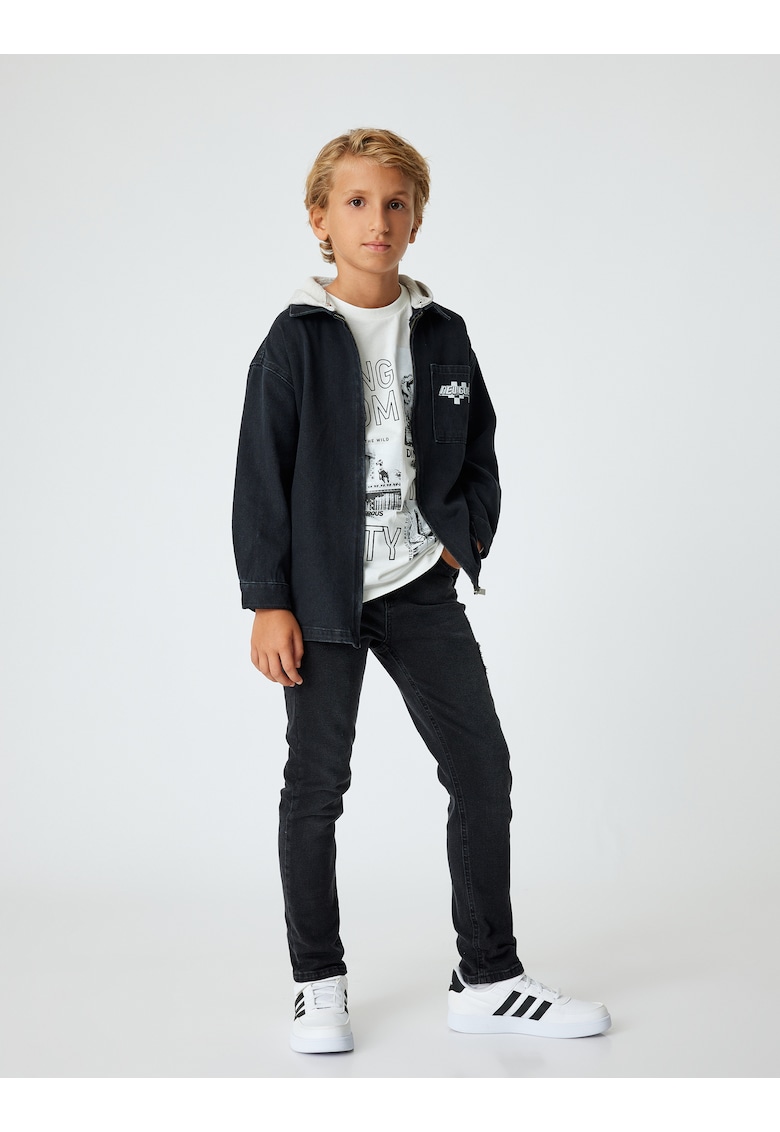 Jacheta din denim cu fermoar