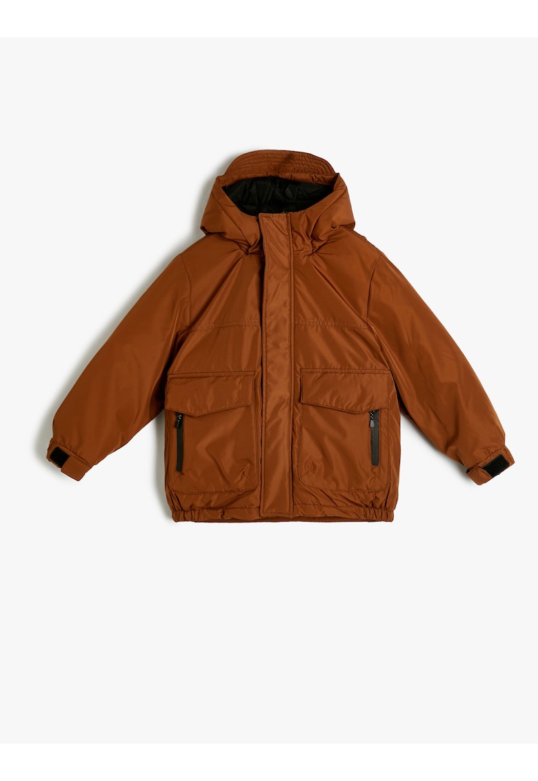 Geaca cu gluga si buzunare cu fermoar